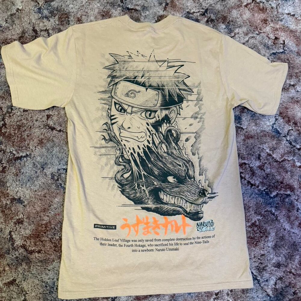 Crazy Primitive x Naruto Big print skate baggy tee Size Small Anime